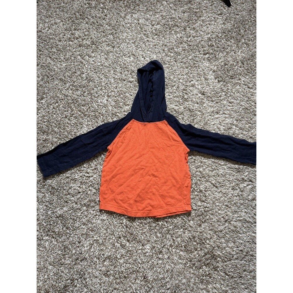 Gymboree Toddler Boys Orange Navy Hooded Long Sleeve Shirt Size 2T Casual